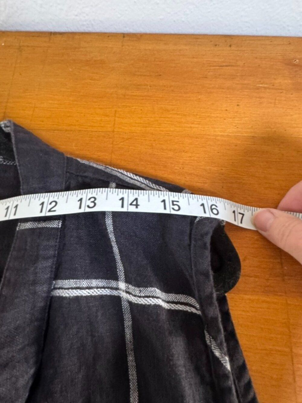 FLAX 100% Linen Windowpane Tunic Dress Charcoal Black 1G Made Lithuania - Picture 12 of 13